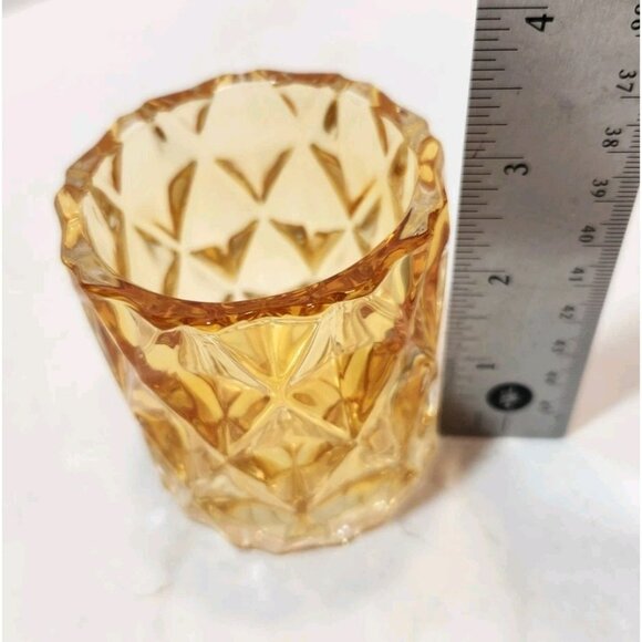Yankee Candle Gold Fractal Glass Votive Candle Holder 3" Tall New - Picture 5 of 6